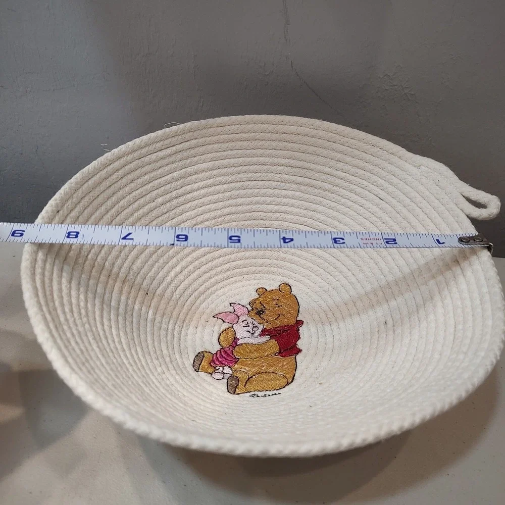 Disney Winnie‎ The Pooh Bear Rope Storage Toy Gift Basket Container Needlepoint
